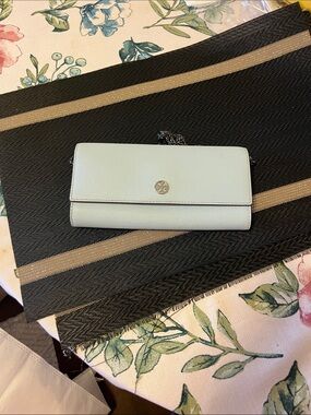 Tory Burch Mint Green Leather Chain Wallet